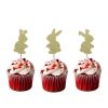 LissieLou Easter Bunny Cupcake Toppers Glitter Card Gold