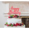 LissieLou Happy Birthday Pretty Cake Topper Glitter Card Light Pink