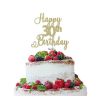 LissieLou Happy 30th Birthday Pretty Cake Topper Glitter Card Gold