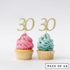 LissieLou Number 30 Cupcake Toppers Pack of 12 Gold