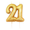 Gold Glitter Number Candles 21