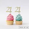 LissieLou Number 21 Cupcake Toppers Pack of 12 Gold