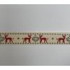 Red Reindeer Cream Vintage Christmas Ribbon