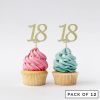 LissieLou Number 18 Cupcake Toppers Pack of 12 Gold