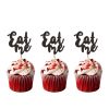 LissieLou Eat Me Cupcake Toppers Glitter Card Black