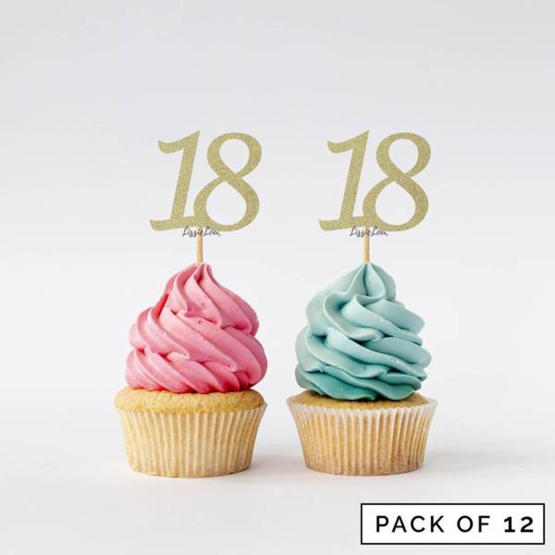 12 x Rose Gold Happy 21st Cupcake Toppers Happy Birthday Cupcake toppers 