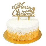 Cake Star Merry Christmas Cake Topper Gold