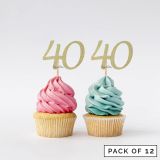 LissieLou Number 40 Cupcake Toppers Pack of 12 Gold