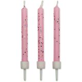 PME Candles - Pink Glitter with Holders Pk/10 (62mm / 2.4)