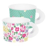 Paper Treat Cups Floral Tea Party with Handles Multi-Pack Pk 8