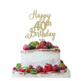 LissieLou Happy 40th Birthday Pretty Cake Topper Glitter Card Gold
