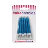 Glitter Candles Pack of 12 - Blue