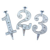 Silver Plastic Number Candle Holders - No 1