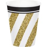 Party Paper Cups Black and Gold Pk 8