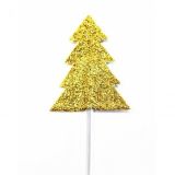 Gold Glitter Christmas Tree Cake Topper