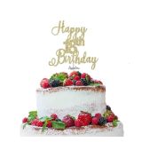 LissieLou Happy 18th Birthday Pretty Cake Topper Glitter Card Gold