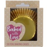 Baked With Love Foil Baking Cases Gold Pk 50