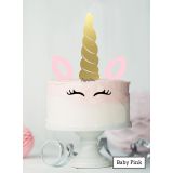 LissieLou Unicorn Cake Kit Topper Set Premium 3mm Acrylic Mirror Gold & Light Pink