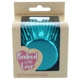 Baked With Love Foil Baking Cases Aqua Pk 50