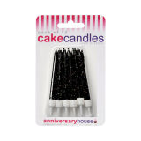 Glitter Candles Pack of 12 - Black