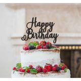 LissieLou Happy Birthday Pretty Cake Topper Glitter Card Black