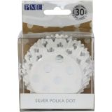 PME Cupcake Cases Foil Lined - Silver Foil Polka Dots Pk/30