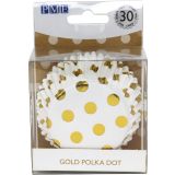 PME Cupcake Cases Foil Lined - Gold Foil Polka Dots Pk/30