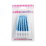 Pearlescent Spiral Candles Pack of 12 - Blue