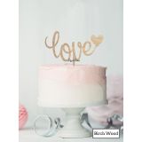LissieLou Love with Heart Cake Topper Premium 3mm Birch Wood