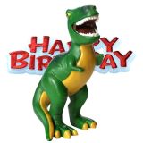Resin Dinosaur & Happy Birthday Cake Topper