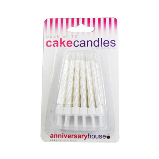 Pearlescent Spiral Candles Pack of 12 - White