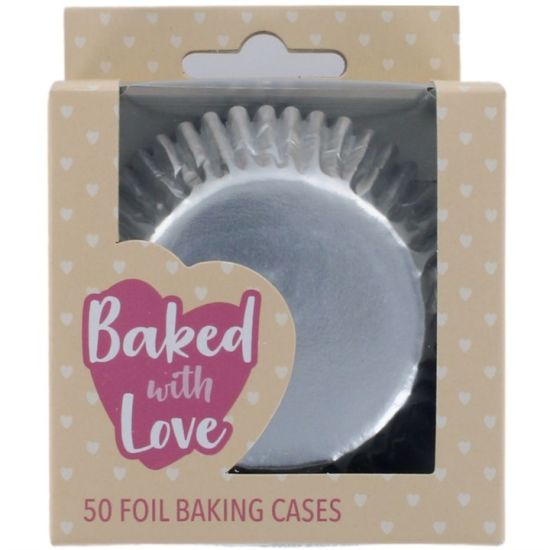 Baked With Love Foil Baking Cases Silver Pk 50