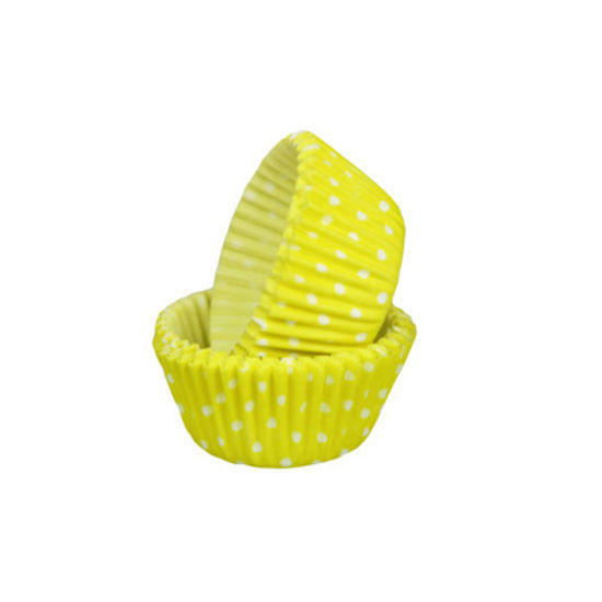 SK Mini Cupcake Cases Polka Dot Lemon Yellow - Bulk Pack of 500