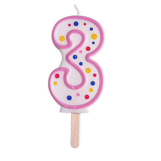 PME Candles - Pink Numeral 3 (64mm / 2.5")