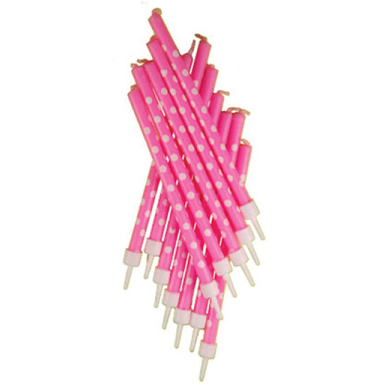 Polka Dot Candles Pack of 12 - Pink & White
