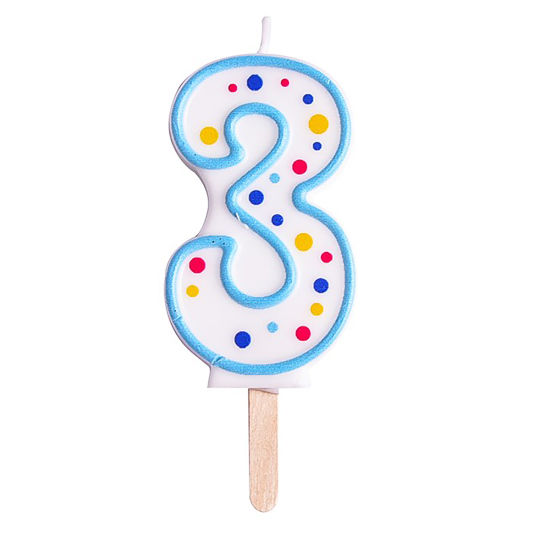 PME Candles - Blue Numeral 3 (64mm / 2.5")