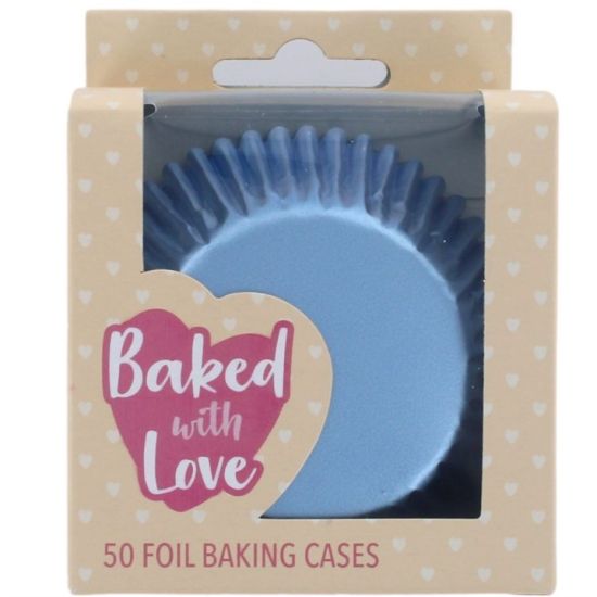 Baked With Love Foil Baking Cases Ice Blue Pk 50