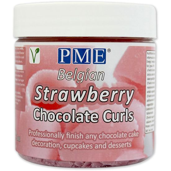 PME Chocolate Curls - Strawberry (85g / 3oz)