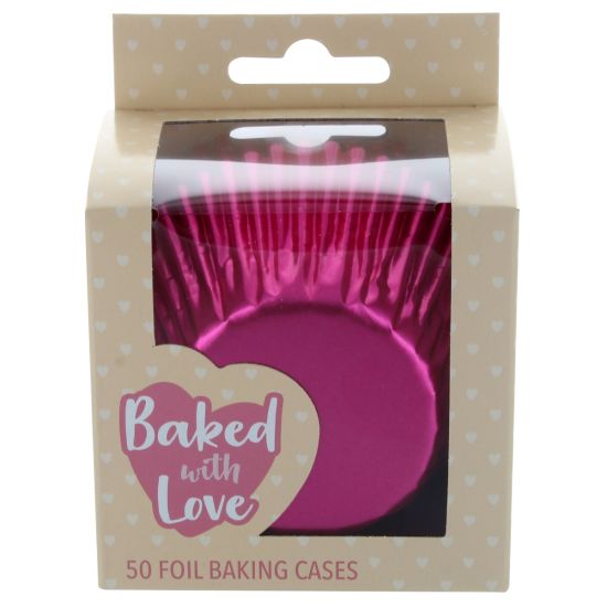 Baked With Love Foil Baking Cases Pink Pk 50
