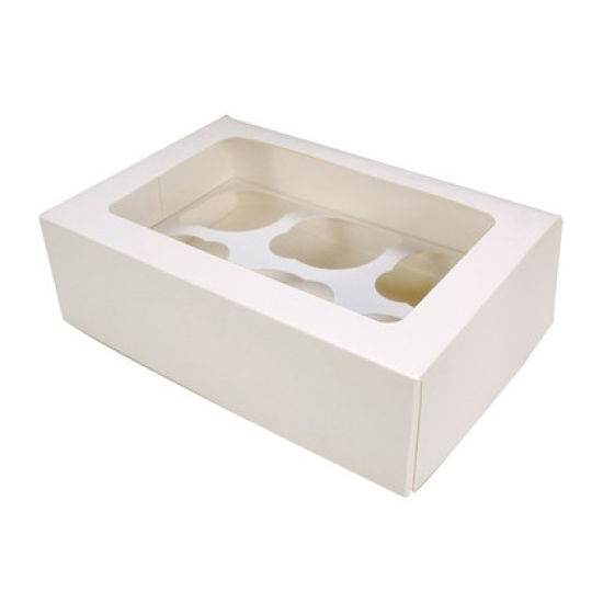White 6 Hole Cupcake Box - Pack of 10