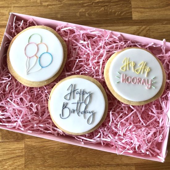 LissieLou Happy Birthday Set of 3 Cookie Embossers